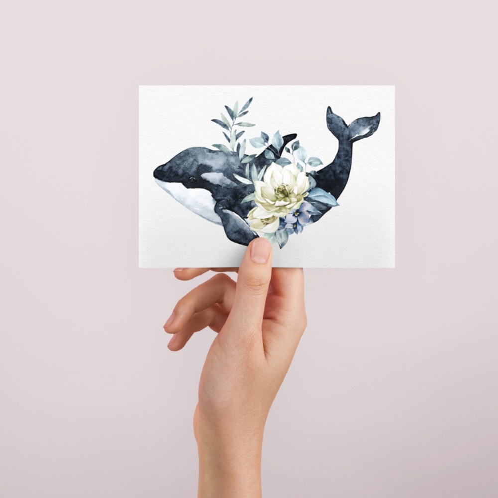 Watercolor Orca Whale Wall Art Illustration Print Poster Unframed - Picture 4 of 10